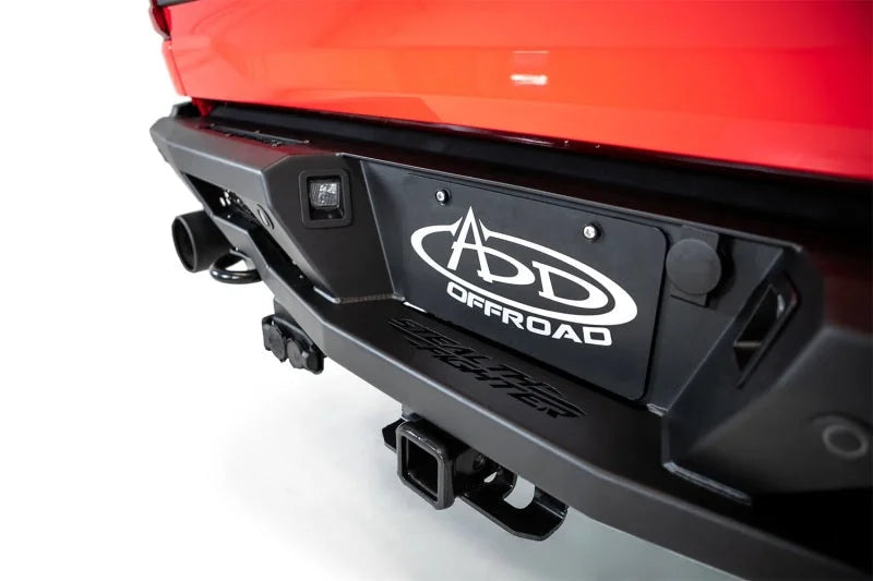 Addictive Desert Designs 2022+ Ford Raptor Stealth Fighter R Bumper w/ 2 Cube Lights - Hammer Black - Back View