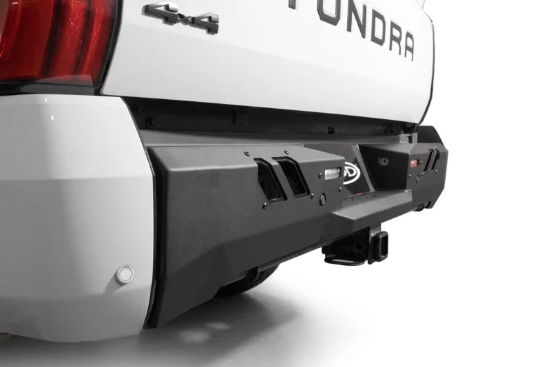 Addictive Desert Designs 2022+ Toyota Tundra Black Label Rr Bumper - Hammer Blk w/ Satin Blk Panels - Side View