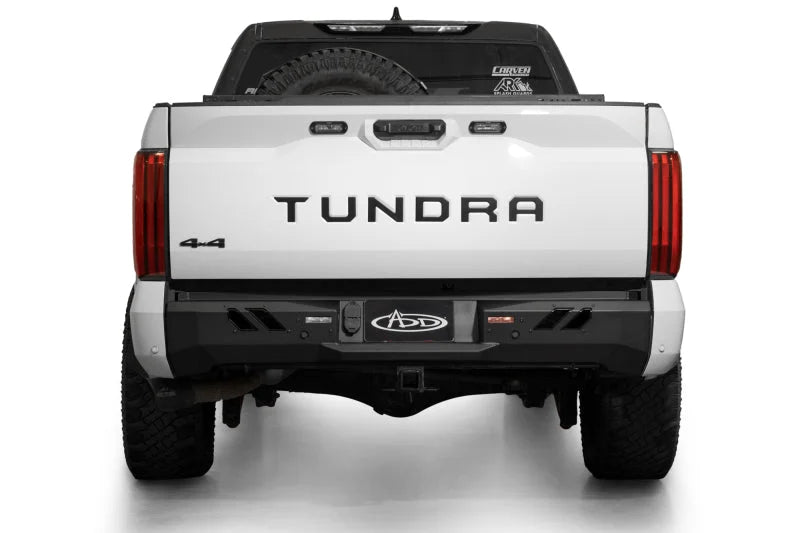 Addictive Desert Designs 2022+ Toyota Tundra Black Label Rr Bumper - Hammer Blk w/ Satin Blk Panels - Installation View