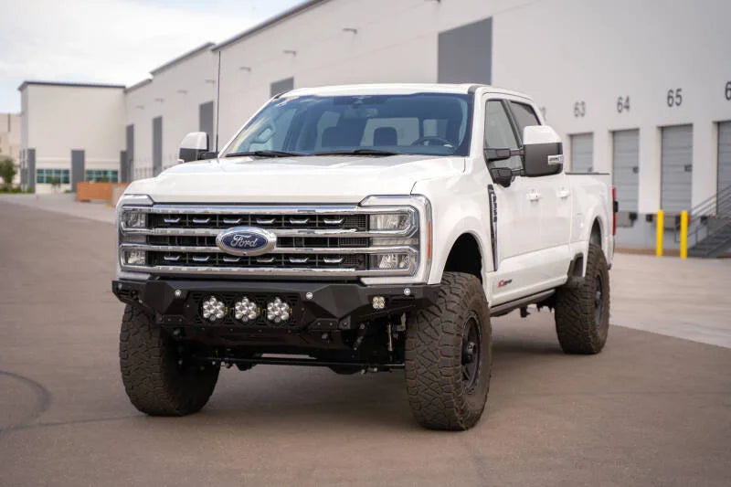 Addictive Desert Designs 2023+ Ford F-250/F-350 Bomber Front Bumper (w/ 3 Baja Designs LP6 Mounts) - Back View