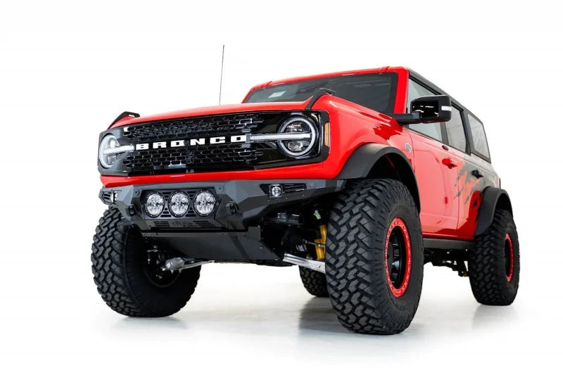 Addictive Desert Designs 21-22 Ford Bronco Bomber Front Bumper (w/ 3 Rigid 360 Mounts) - Side View