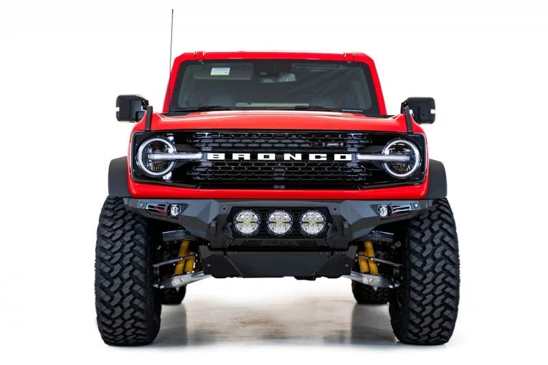 Addictive Desert Designs 21-22 Ford Bronco Bomber Front Bumper (w/ 3 Rigid 360 Mounts) - Back View