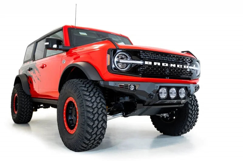Addictive Desert Designs 21-22 Ford Bronco Bomber Front Bumper (w/ 3 Rigid 360 Mounts) - Installation View