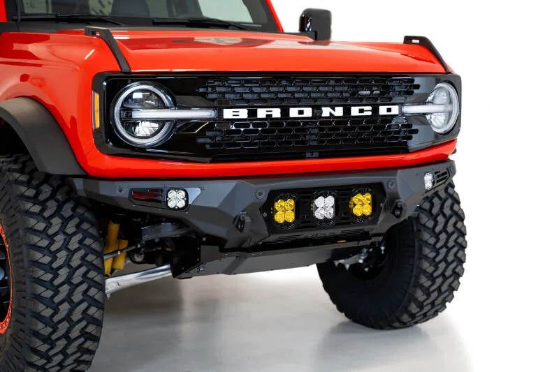 Addictive Desert Designs 21-22 Ford Bronco Bomber Front Bumper (w/ 3 Baja Designs LP4 Mounts) - Main Product View