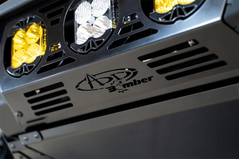 Addictive Desert Designs 21-22 Ford Bronco Bomber Front Bumper (w/ 3 Baja Designs LP4 Mounts) - Side View