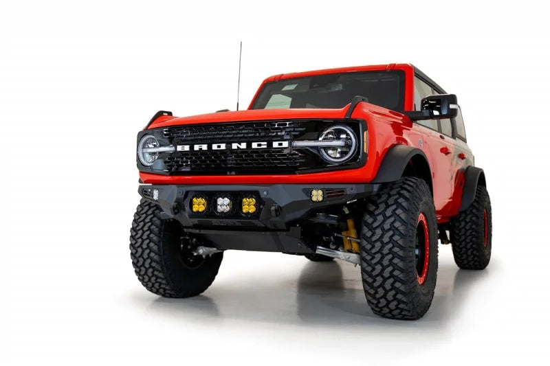 Addictive Desert Designs 21-22 Ford Bronco Bomber Front Bumper (w/ 3 Baja Designs LP4 Mounts) - Back View