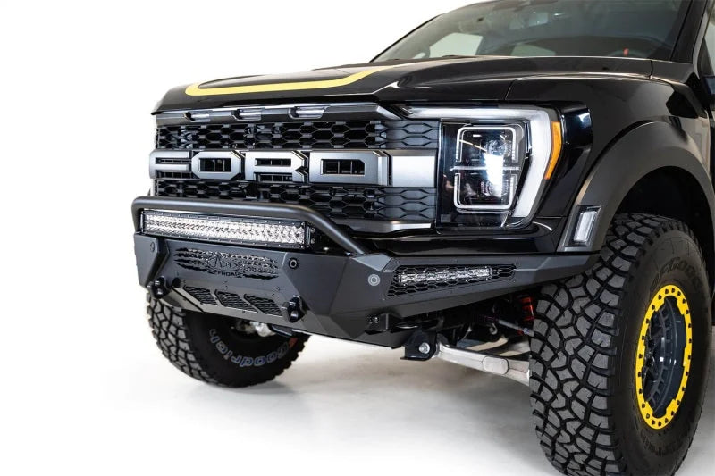 Addictive Desert Designs 21-22 Ford Raptor HoneyBadger Front Bumper - Installation View