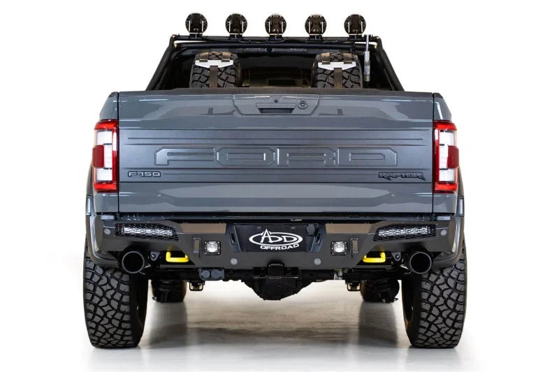 Addictive Desert Designs 21-22 Ford Raptor HoneyBadger Rear Bumper - Installation View