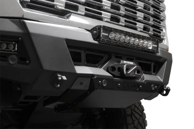Addictive Desert Designs 24+ GMC 2500/3500 Phantom Front Bumper w/Winch- Hammer Black - Side View