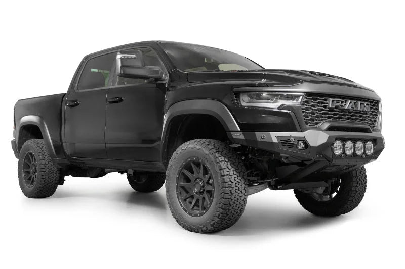 Addictive Desert Designs 25+ RAM 1500 RHO Bomber Front Bumper - Installation View