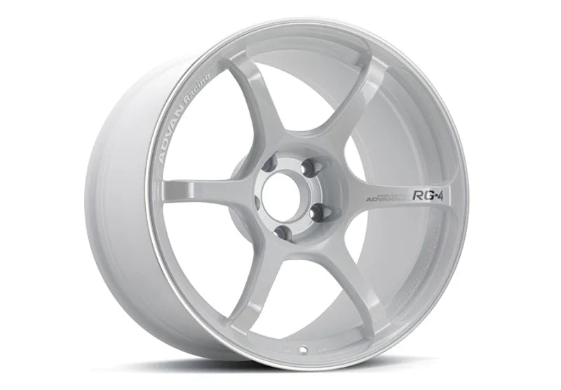 Advan RG-4 18x9 +35 5x114.3 Racing White Metallic and Ring Wheel