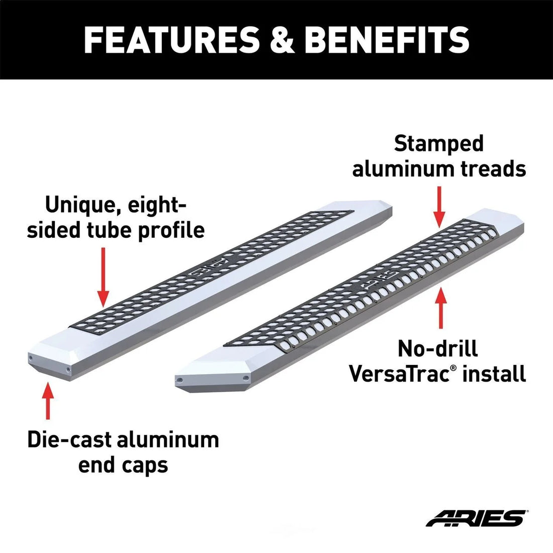 AdvantEDGE 5-1/2" x 75" Chrome Aluminum Side Bars (No Brackets) 2055875 fits 2008-2019 Chevrolet Silverado 2500 / 2009-201...
