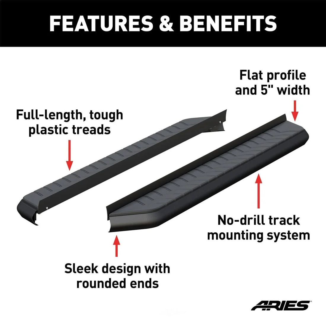 AeroTread 5" x 67" Black Stainless Running Boards (No Brackets) 2051967 fits 2012-2017 Honda CR-V EX / 2009-2015 Honda Pil...