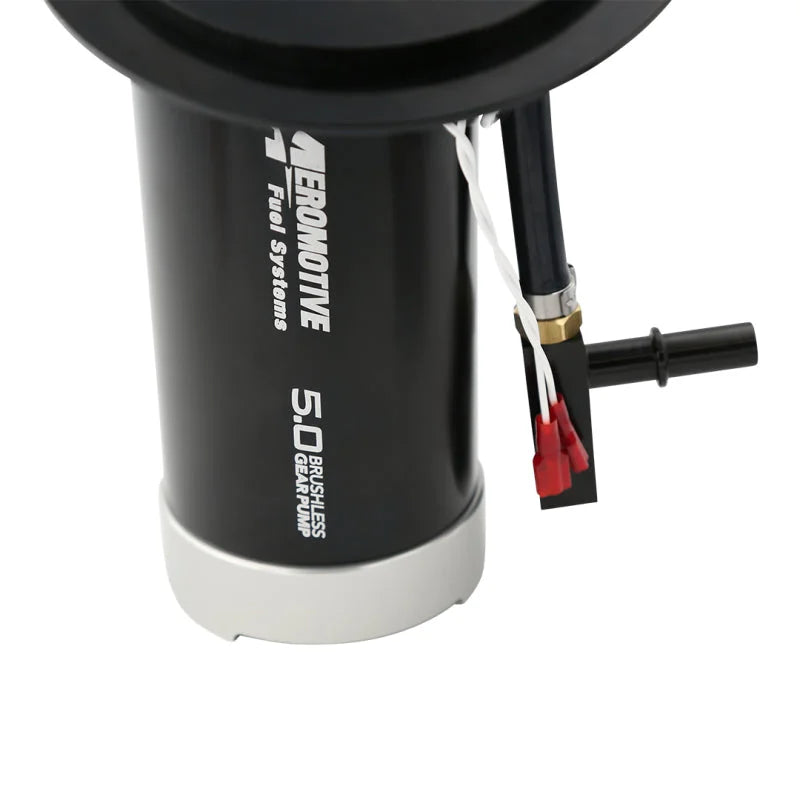 Aeromotive 11-17 Mustang S197/S550 Brushless 5.0 GPM Gear Pump 18-20 GT/Ecoboost - Back View