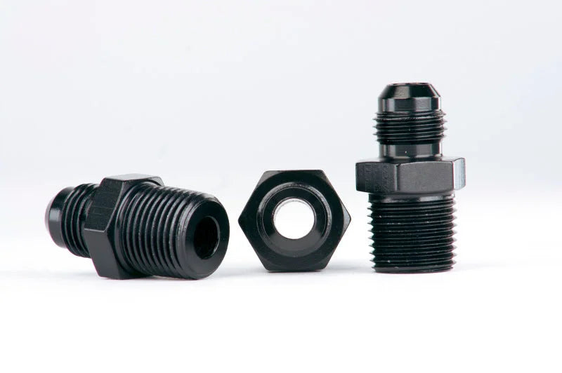 Aeromotive Carb. Reg 13205 Fitting Kit (Incl. (3) 3/8in NPT to AN-06 fittings) - Back View