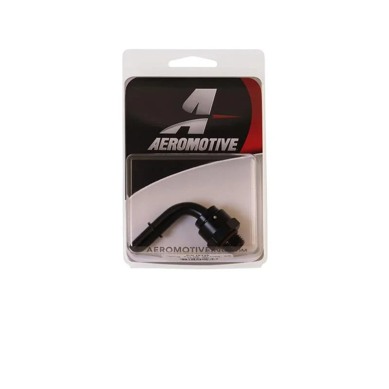 Aeromotive Fitting - AN-06 - 90 Degree - 3/8 Male Quick Connect - Side View
