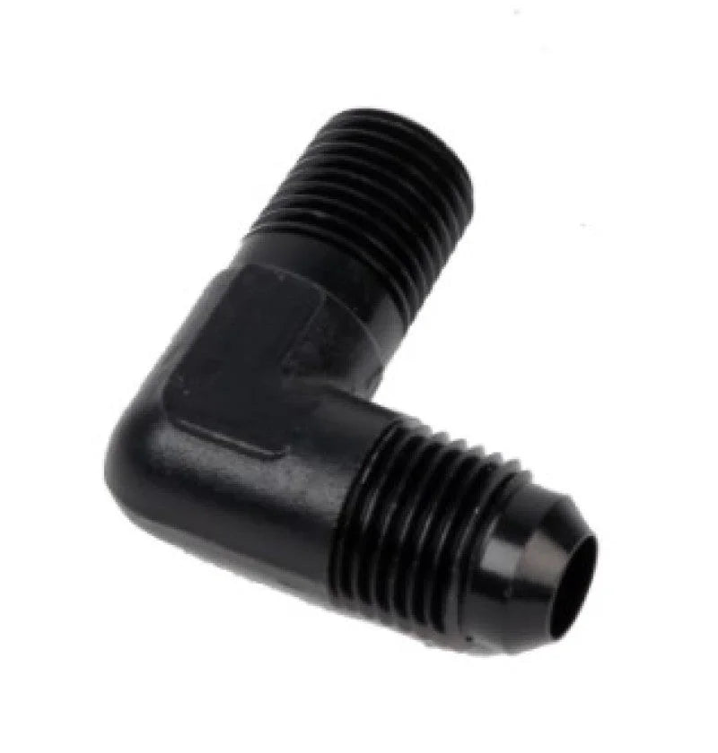 Aeromotive Fitting Elbow 1/4in-MNPT to AN-06 90-Deg Black - Detail View