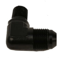 Load image into Gallery viewer, Aeromotive Fitting Elbow 1/4in-MNPT to AN-08 90-Deg Black - Detail View