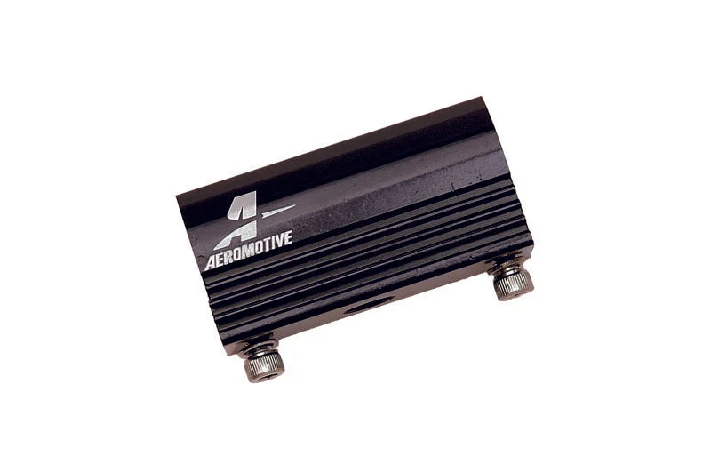 Aeromotive Fuel Rail Pressure Sensor Adapter Log (-08 AN inlet / outlet) fits 2005-2006 Ford F-150 / Mustang - Side View