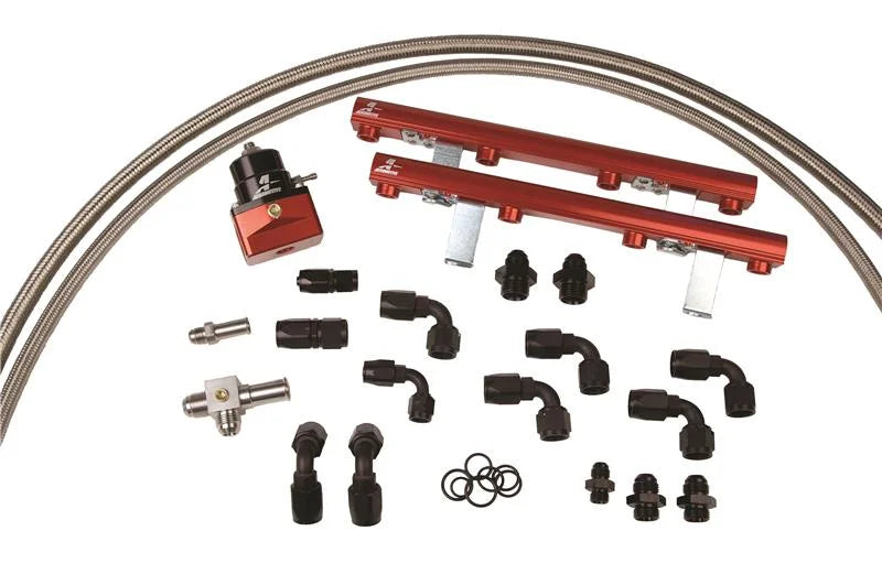 Aeromotive Fuel Rail System (Cobra) fits 1996-1998 Ford Mustang / 1996-1998 Lincoln Town Car DOHC 4.6L - Side View