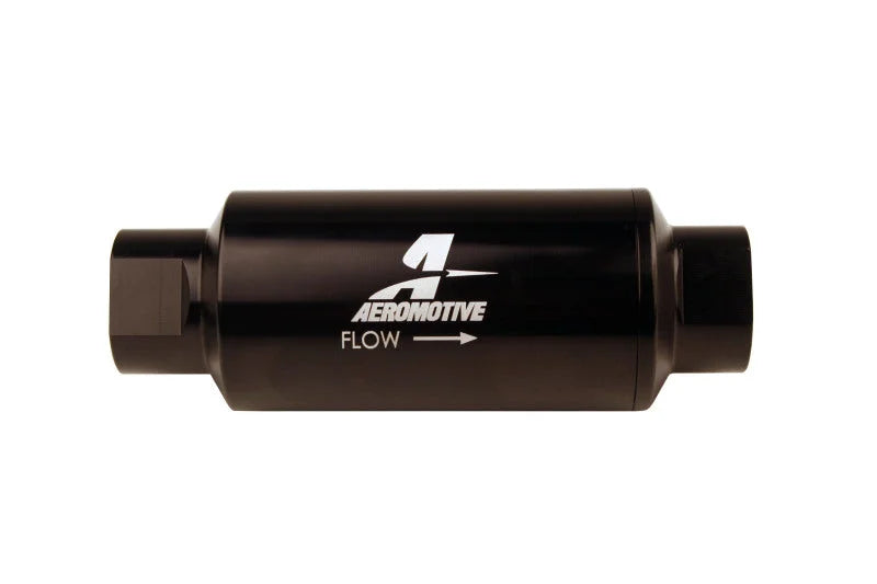 Aeromotive In-Line Filter 10AN 10 Micron Microglass Element Bright-Dip Black 2in OD - Side View