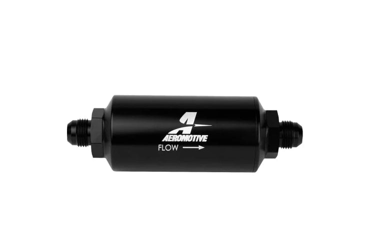 Aeromotive In-Line Filter - AN-08 size Male - 10 Micron Microglass Element - Bright-Dip Black - Main Product View