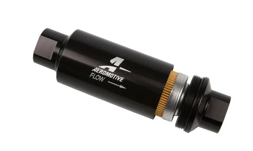Aeromotive In-Line Filter - AN-10 - Black - 10 Micron - Back View