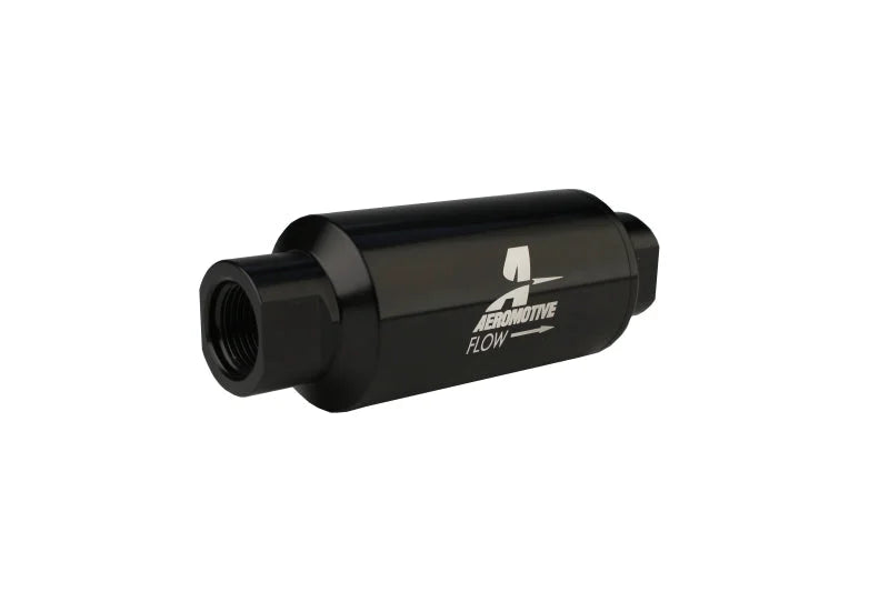 Aeromotive In-Line Filter - AN-10 - Black - 100 Micron - Side View