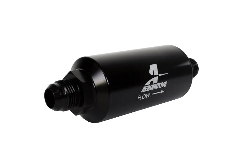 Aeromotive In-Line Filter - (AN -10 Male) 10 Micron Fabric Element Bright Dip Black Finish - Main Product View