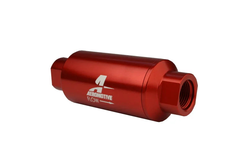 Aeromotive In-Line Filter - AN-10 size - 40 Micron SS Element - Red Anodize Finish - Main Product View