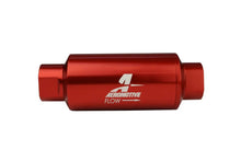 Load image into Gallery viewer, Aeromotive In-Line Filter - AN-10 size - 40 Micron SS Element - Red Anodize Finish - Installation View