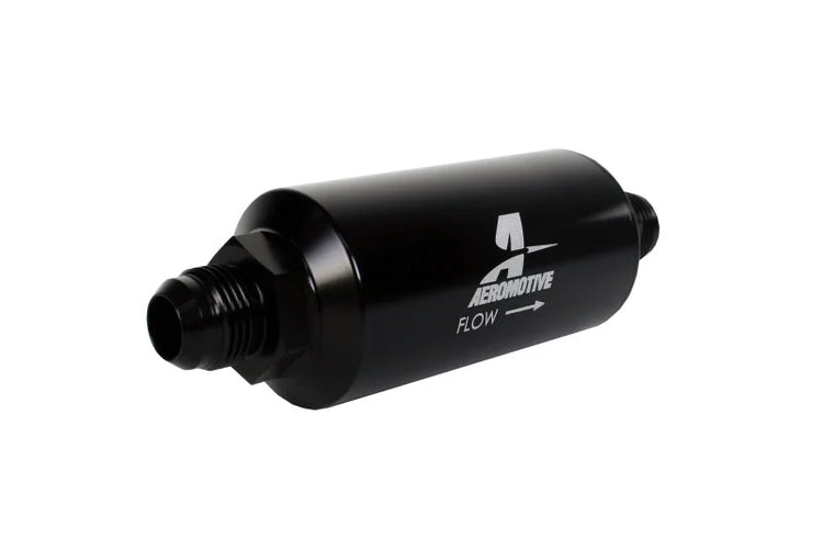 Aeromotive In-Line Filter - AN -10 size Male - 10 Micron Microglass Element - Bright-Dip Black - Main Product View