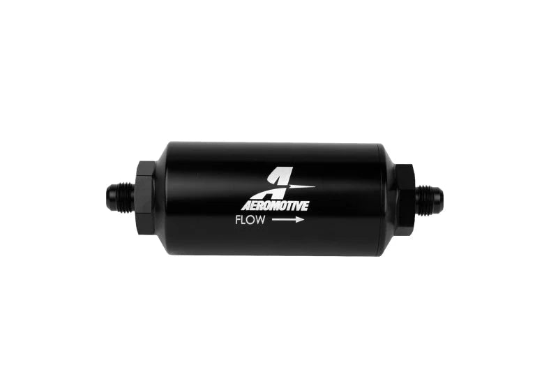 Aeromotive In-Line Filter - (AN-6 Male) 10 Micron Microglass Element Bright Dip Black Finish - Back View
