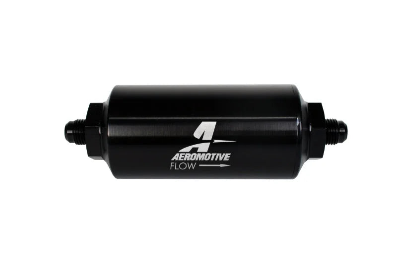 Aeromotive In-Line Filter - (AN-6 Male) 40 Micron Stainless Mesh Element Bright Dip Black Finish - Back View