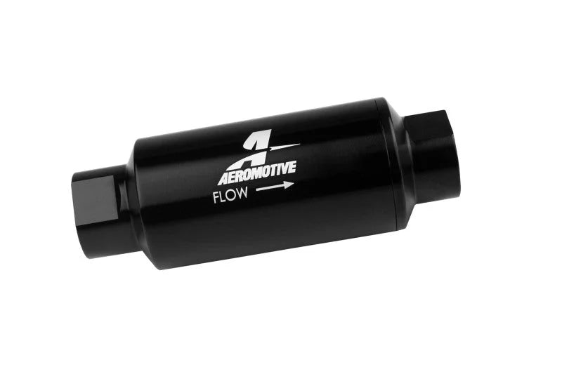 Aeromotive In-Line Fuel Filter 40-M Stainless Mesh Element ORB-10 Port (Bright-Dip Black) 2in. OD - Main Product View