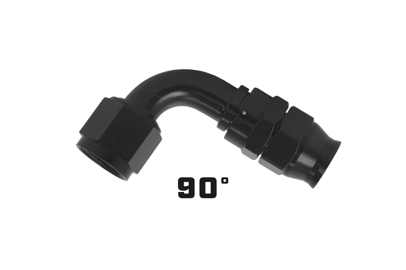 Aeromotive PTFE Hose End - AN-06 - 90 Deg - Black Anodized - Back View