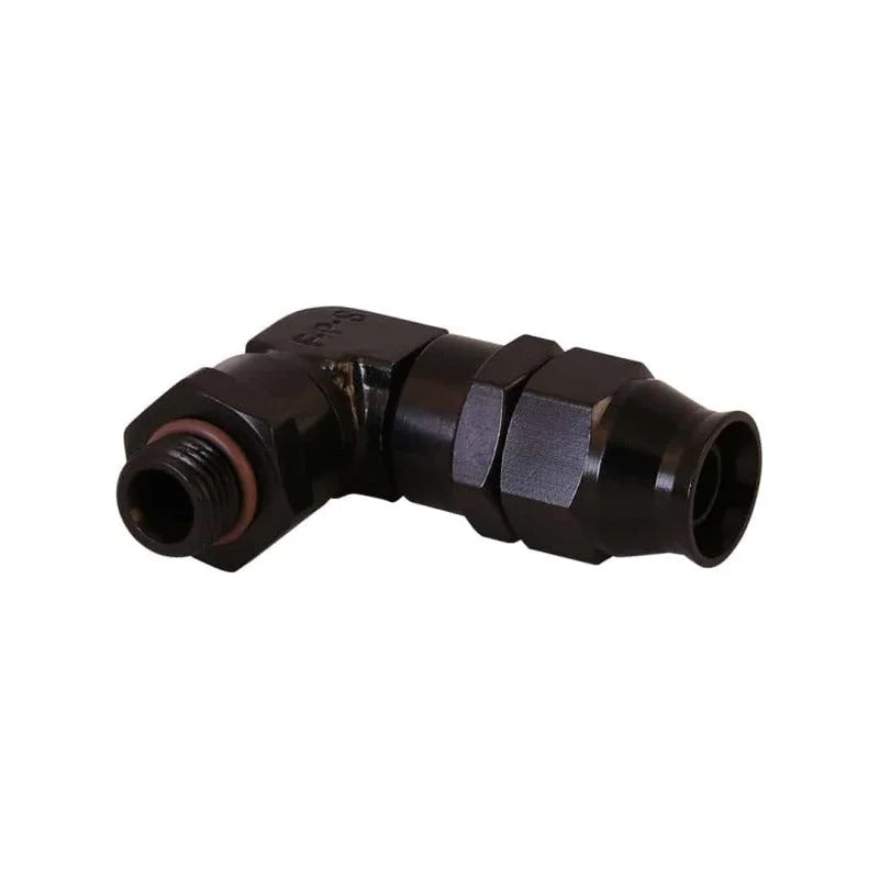 Aeromotive PTFE Hose End - AN-06 to AN-08 Hose - 90 Deg - Black Anodized - Main Product View