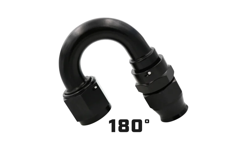 Aeromotive PTFE Hose End - AN-08 - 180 Deg - Black Anodized - Side View