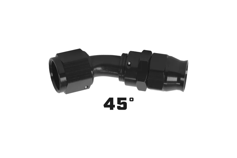Aeromotive PTFE Hose End - AN-08 - 45 Deg - Black Anodized - Installation View
