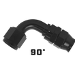 Load image into Gallery viewer, Aeromotive PTFE Hose End - AN-08 - 90 Deg - Black Anodized - Side View