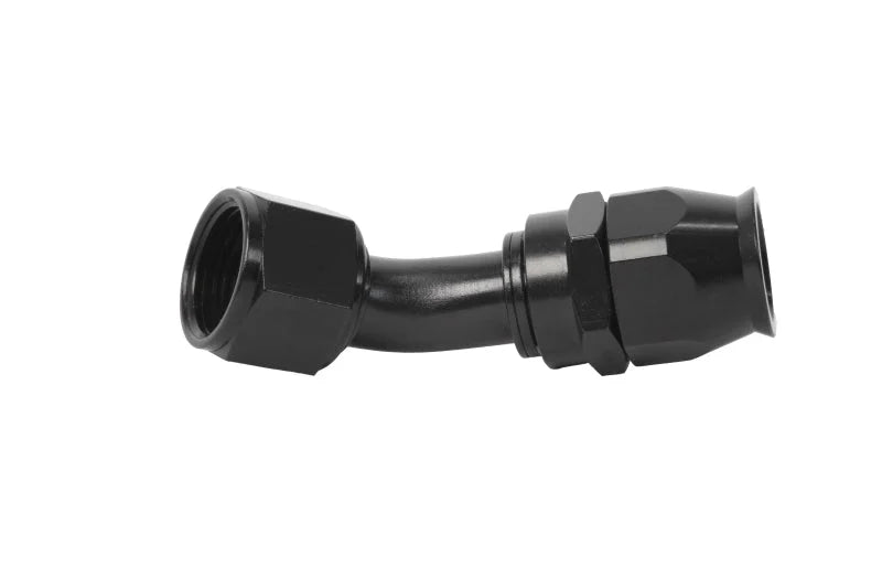Aeromotive PTFE Hose End - AN-12 - 45 Deg - Black Anodized - Side View