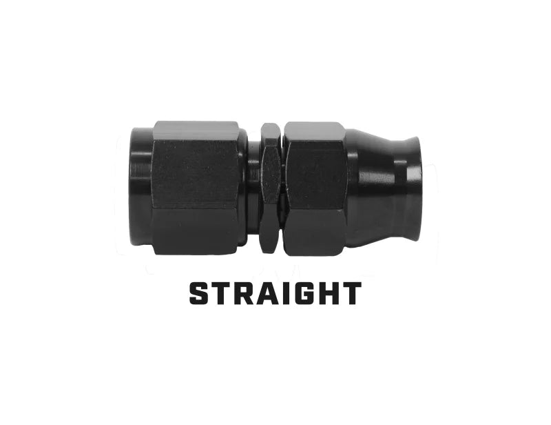 Aeromotive PTFE Hose End - AN-12 - Straight - Black Anodized - Side View