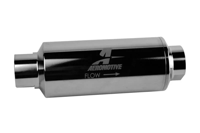 Aeromotive Pro-Series In-Line Filter - AN-12 - 40 Micron SS Element - Nickel Chrome Finish - Side View