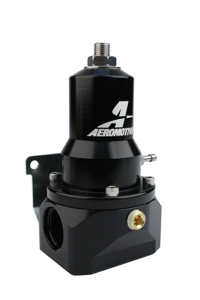 Aeromotive Regulator - 30-120 PSI - .313 Valve - 2x AN-10 Inlets / AN-10 Bypass - Side View