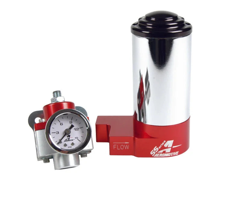 Aeromotive SS Carbureted Pump Reg Gauge Kit - AN Style Ports - Back View