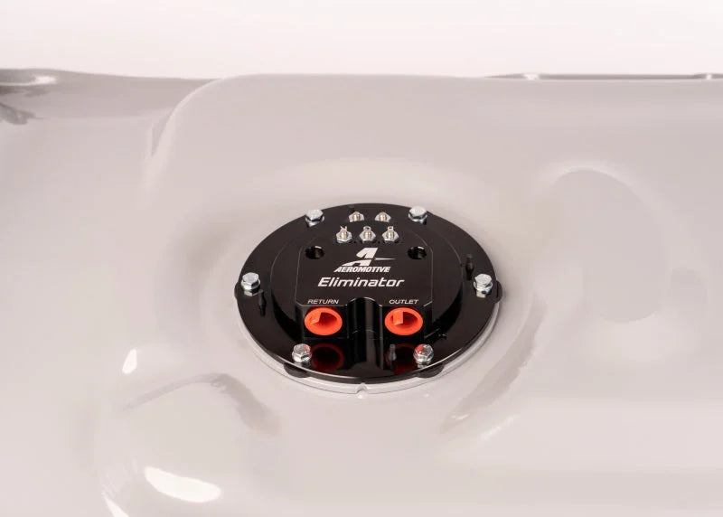 Aeromotive Stealth Fuel Tank w/ TVS Brushless Eliminator fits 1986-1998.5 Ford Mustang - Back View