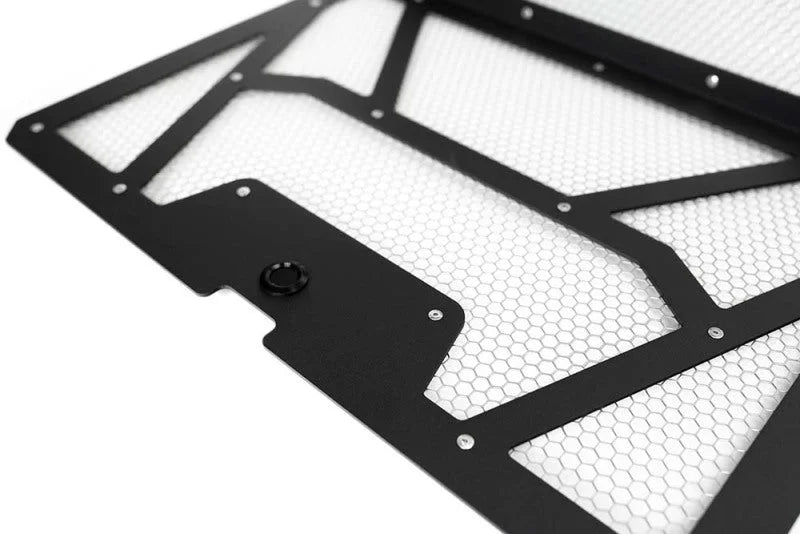 Agency Power 14-18 Polaris RZR XP 1000/XP Turbo Vented Engine Cover - Matte Black/Raw Alum. Mesh - Detail View