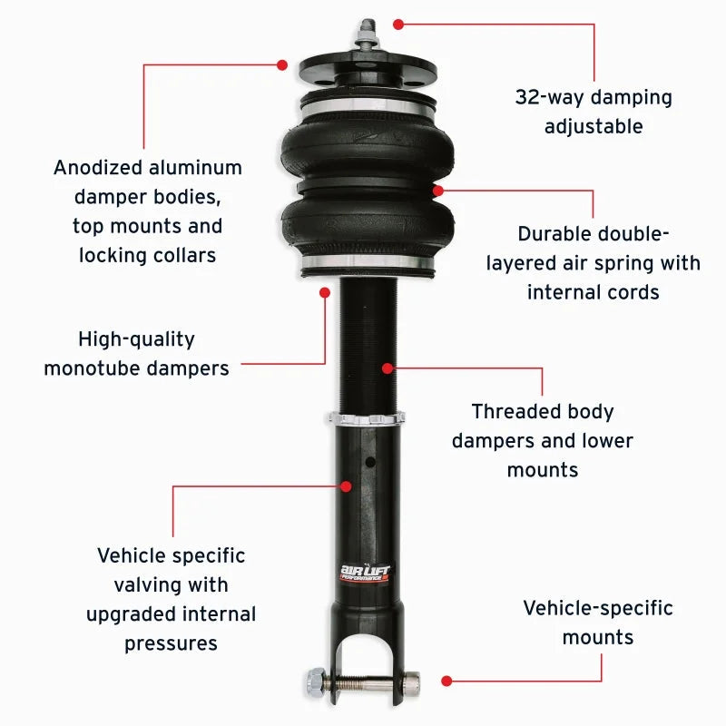 Air Lift 15-20 Acura TLX / 13-17 Honda Accord Rear Performance Air Suspension Kit - Side View