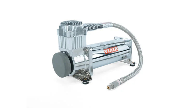 Air Lift 2.5 Gal. Polished Tank w/ Viair 444c Chrome Compressor (Incl. Fittings & Mounting Hardware) - Back View