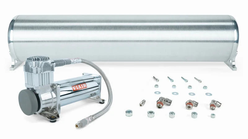 Air Lift 28in FLO Tank w/ Viair 444c Compressor (Incl. Fittings & Tank Mounting Hardware) - Main Product View